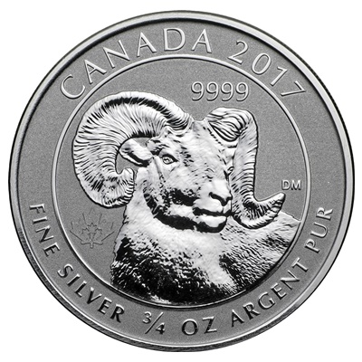 2017 Canada 3/4oz Silver Coin - BIG HORN SHEEP - Click Image to Close